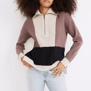 NWT MADEWELL Glenbrook Half-Zip Pullover Sweater in Colorblock XXS